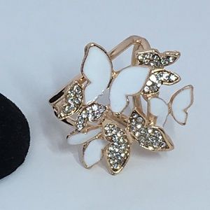 Scarf Slide White & Gold Butterfly